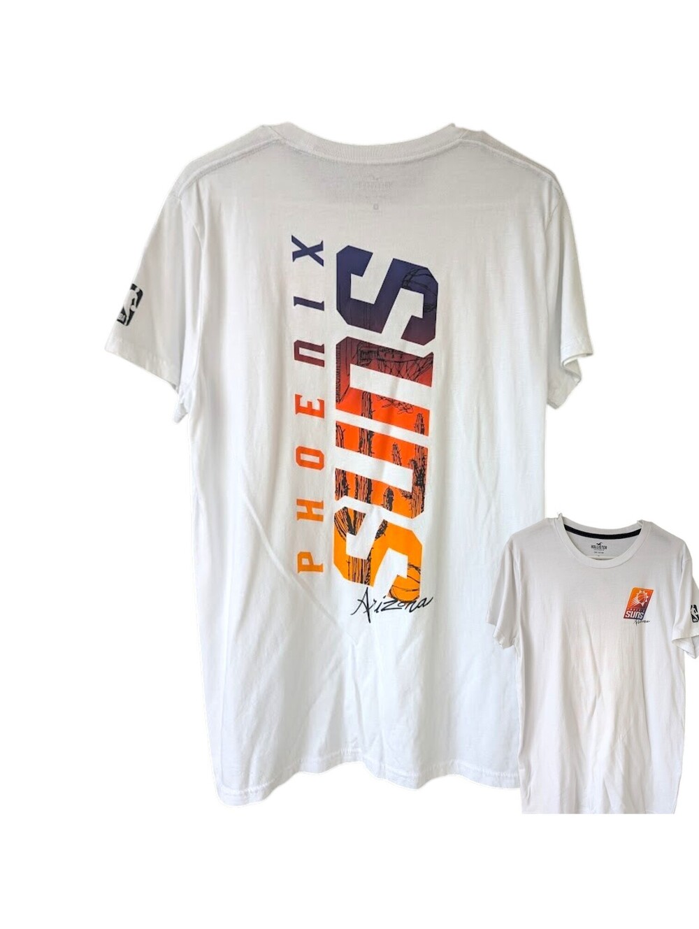 Hollister Co NBA Phoenix Suns T-Shirt Mens M White Basketball Graphic Tee 20x29